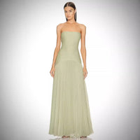 The Striped Pleated Tube Top Dress — women’s Dress, ENIGMAE
