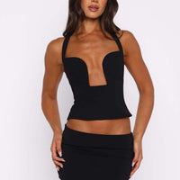 Solid Color Top Women's Solid Color Short Crop Top Sexy Tank Top