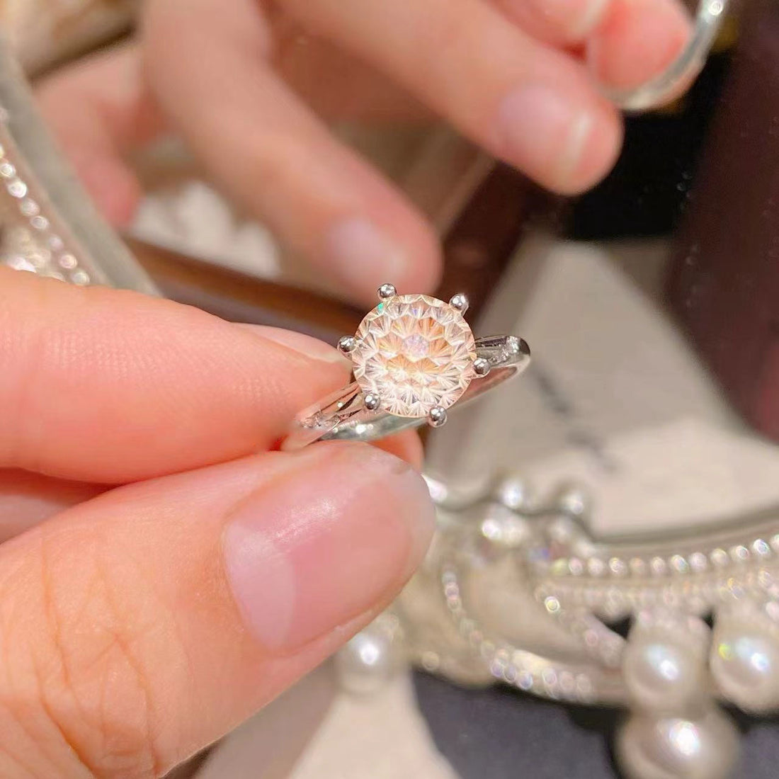 The Six-Claw Solitaire Crystal Ring — women’s Accessories, ENIGMAE