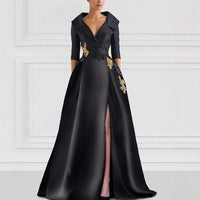 Elegant V-Neck Slit Evening Gown