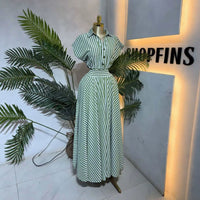 StripeEase™ Defined-Waist Shirt Dress