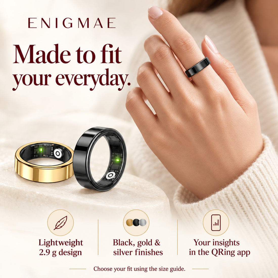 Lightweight everyday fit, metallic finishes and QRing app