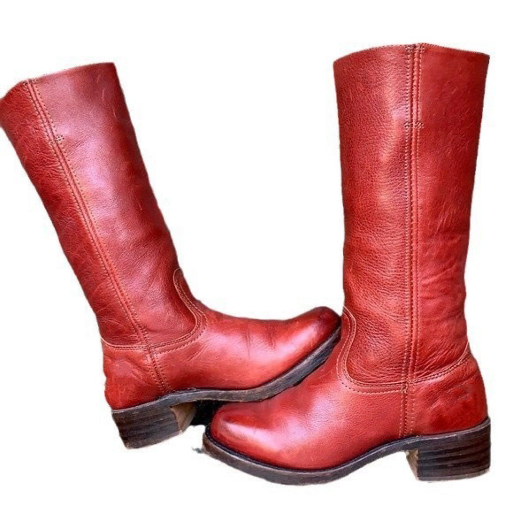 Womens Retro Cowboy Boots with Block Heel