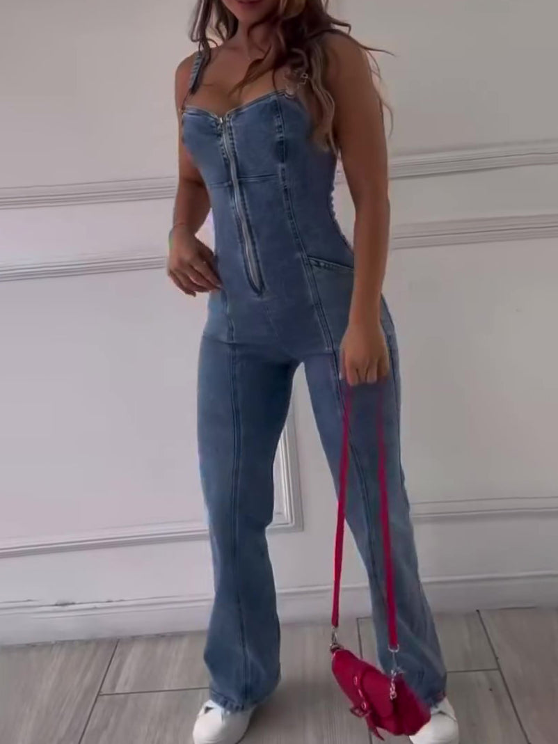 The Zip-Front Denim Jumpsuit