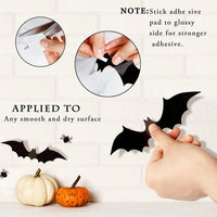 148PCS Halloween Bats Stickers Decor, 3D Bats Halloween Wall Decor for Halloween Decoration Indoor