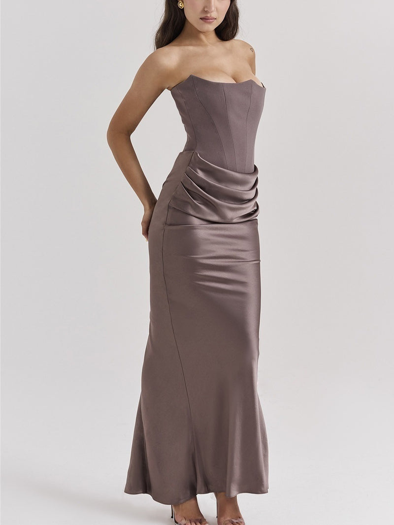 The One Shoulder Pleated Bodysuit Dress