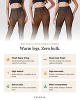 Warm thermal tights benefits: fleece lining, sheer-look finish, high stretch, high-rise waist