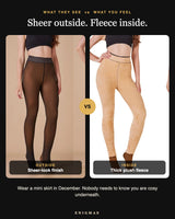Sheer-look outside, thick plush fleece lining inside – thermal tights comparison
