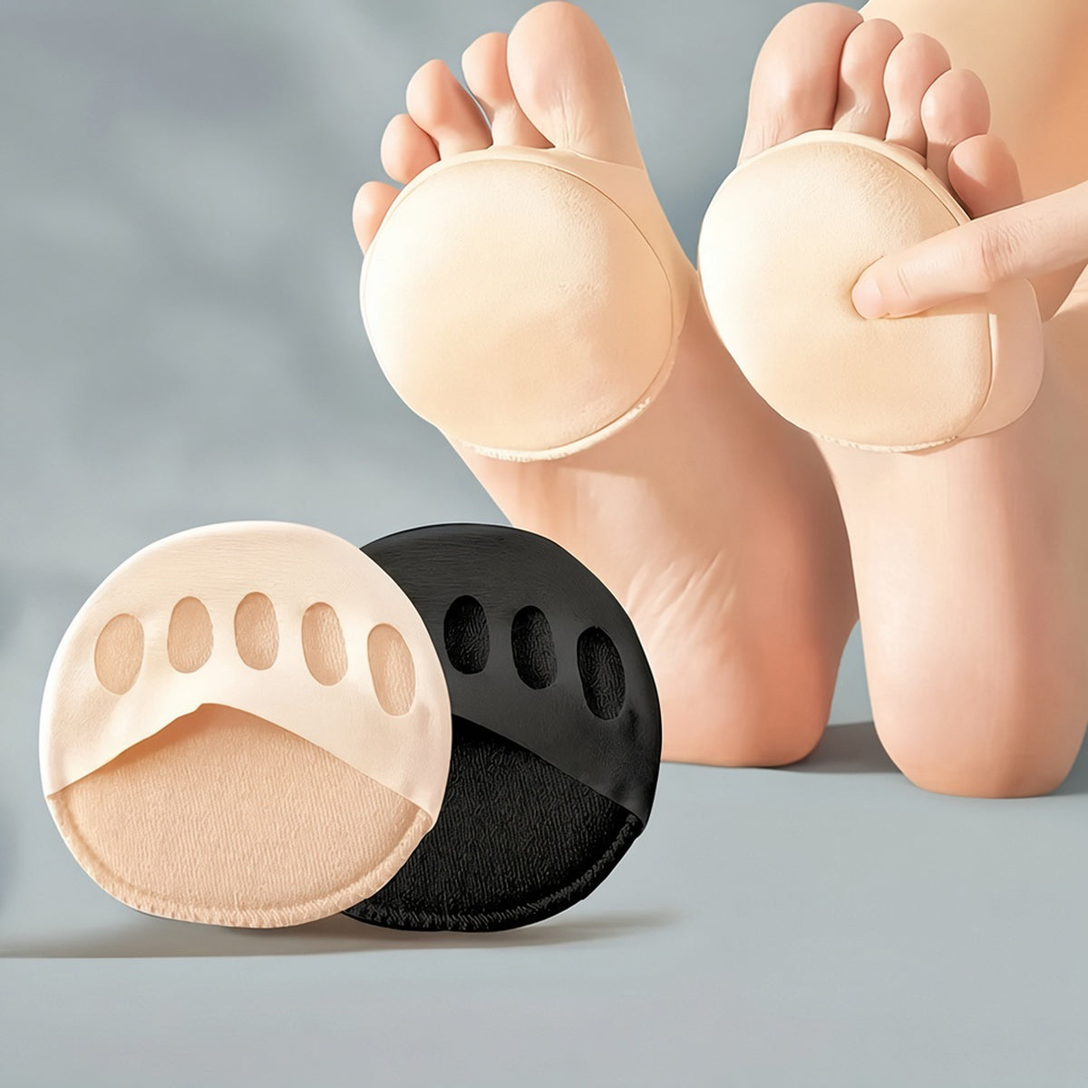 Beige and black invisible forefoot pads for high heels — ENIGMAE 4K