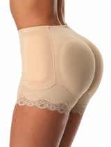 Nude padded lace butt-lift shaping shorts — ENIGMAE 4K