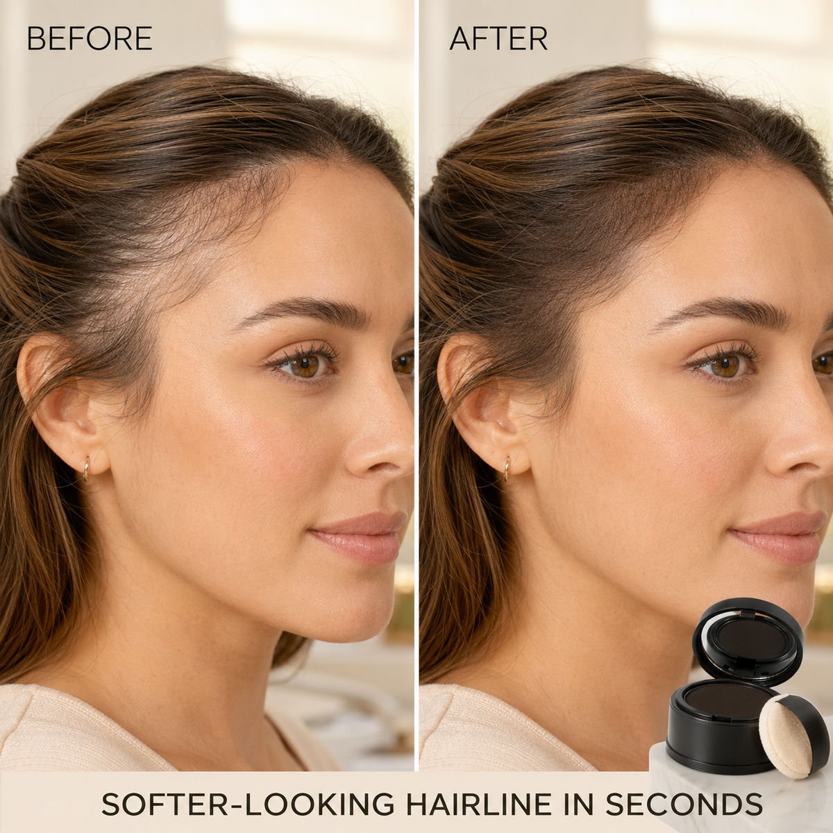 Hairline Powder Concealer compact with puff for quick touch-ups