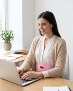 Enigmae Ease period relief belt worn discreetly at work under cardigan