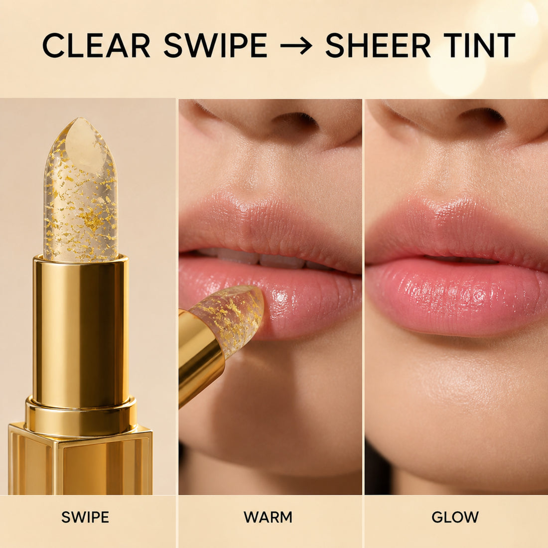 LumiTint crystal lip balm application