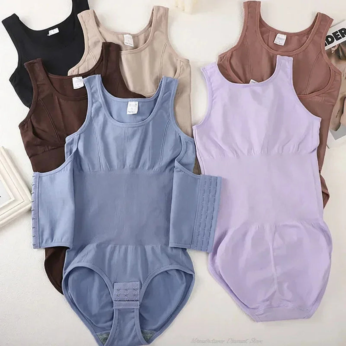 New Bodysuit Shapewear with Zipper Belt Women Tummy Control Fajas Body Shaper Waist Trainer Slimming Cincher Corset Tops — ENIGMAE 4K