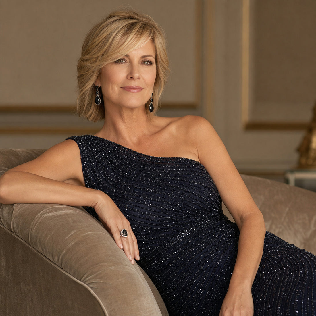 Lifestyle — beaded evening gown, formal