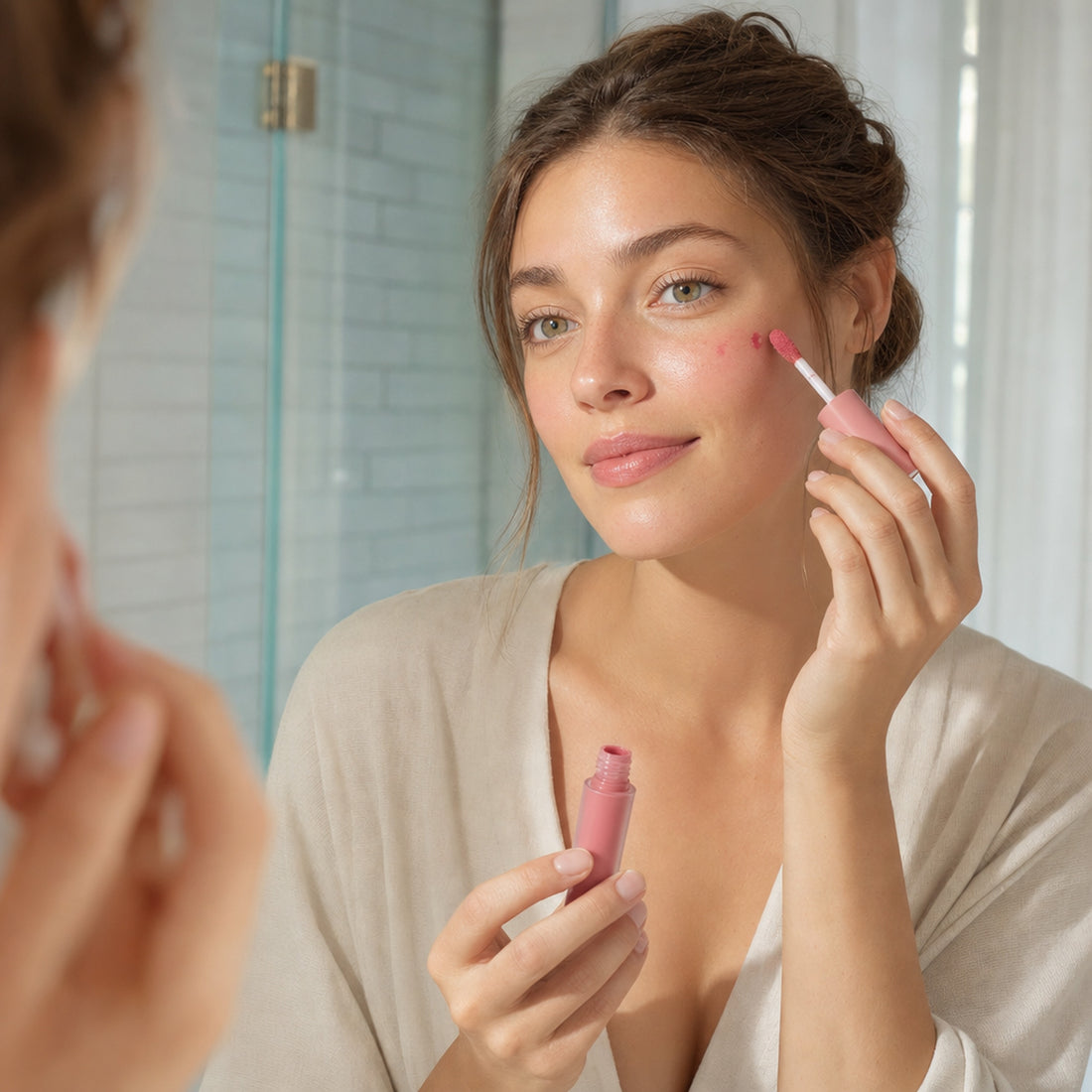 Lifestyle — applying mousse liquid blush