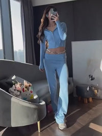 Ribbed Zip Hoodie & Pants Lounge Set