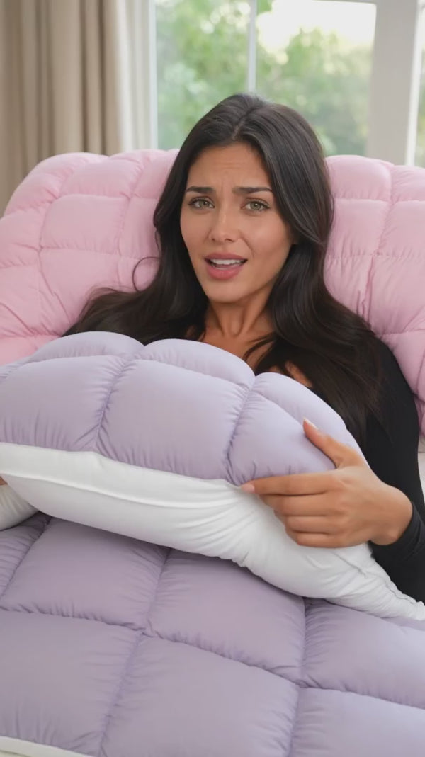 MarshmallowBreeze cooling puff pillow being squeezed to show its plush sink-in softness