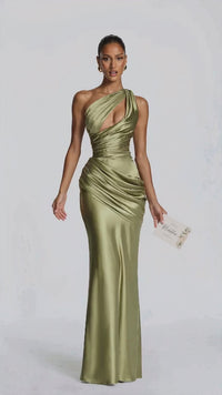 One-Shoulder Mermaid Evening Gown With Fitted Waist