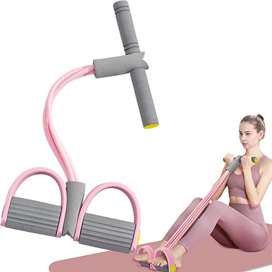 Resistance Bands 4-Tube Yoga Pedal Puller Resistance Band Elastic Pull Rope Fitness Equipment for Abdomen Waist Arm Training — ENIGMAE 4K