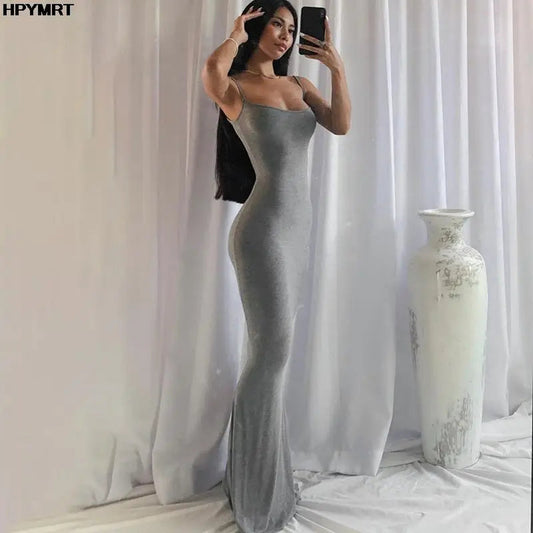 Satin Slip Sleeveless Backless Slim Sexy Maxi Dress 2022 Spring Women Party Y2K Concise Bodycon Elegant Dresses Female Clothing — ENIGMAE 4K