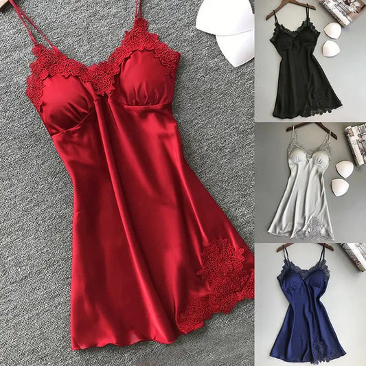 Sexy Pajamas Women's Silk Suspender Nightdress Ladies Spring And Summer Ice Silk Thin Halter Home Service Satin Night Dresses — ENIGMAE 4K