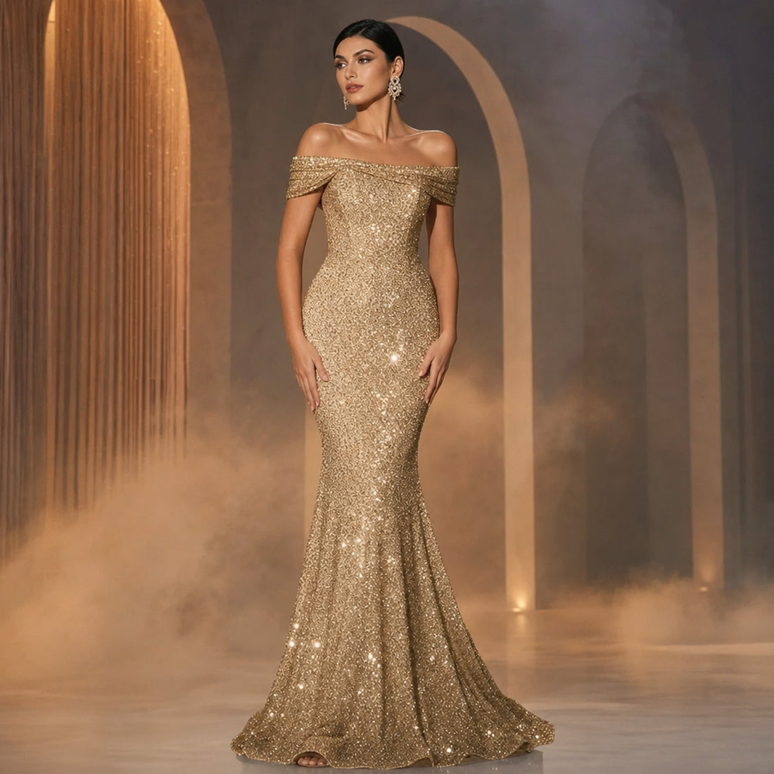 Lifestyle — sequin mermaid gown, event look