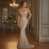 Lifestyle — sequin mermaid gown, gala look