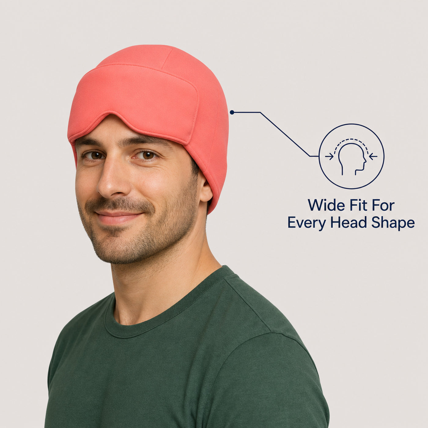 Wide fit for every head shape — man wearing the migraine relief cap