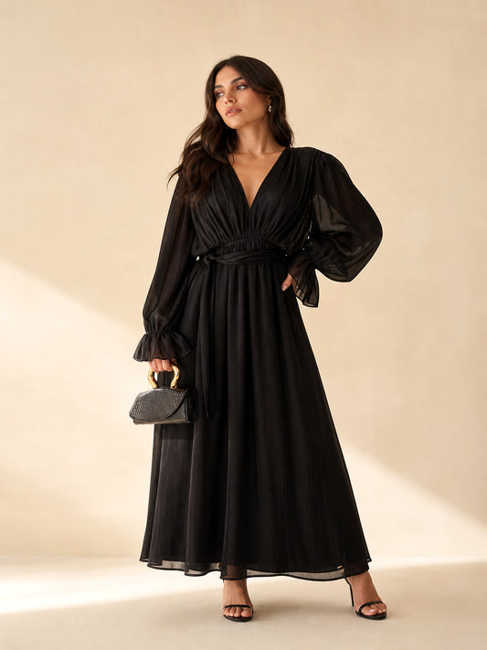 SoftTailor™ Long-Sleeve A-Line Dress — ENIGMAE hero