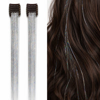 Silver clip-in tinsel product and result