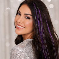 Purple glam fairy hair tinsel look