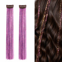Pink fairy hair tinsel product and result
