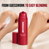 ToneMelt Adaptive Foundation blending from white cream toward a skin-toned finish