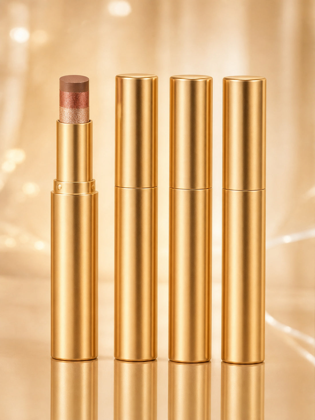 TriGlow 3-in-1 gold eyeshadow stick with triple-shade cream core