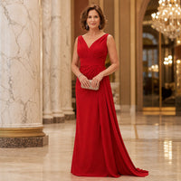 Lifestyle — red evening gown, formal look