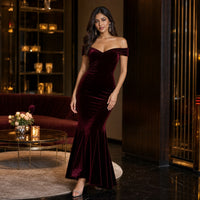 Lifestyle — velvet fishtail cocktail dress