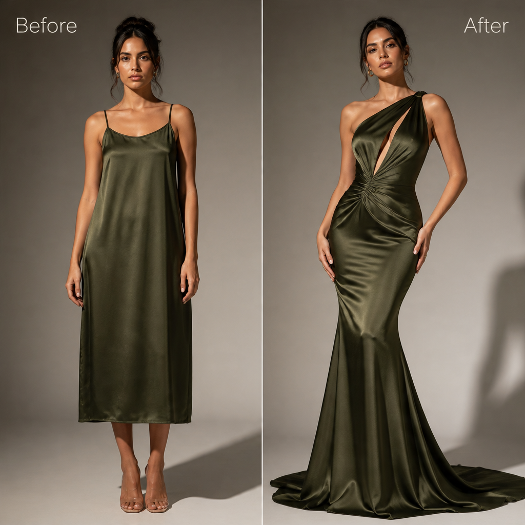 Satin Asymmetric Evening Gown